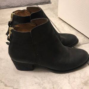 Black leather Office London booties
